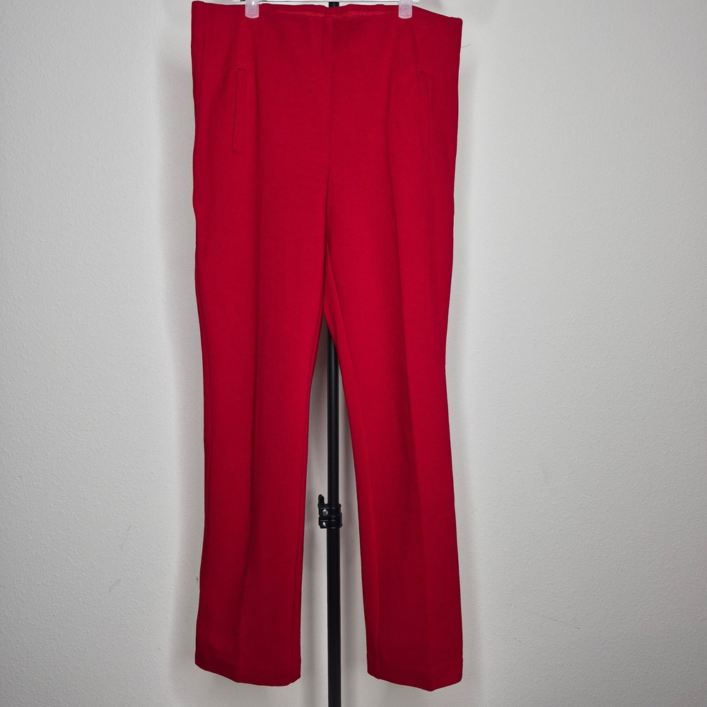 Chicos Brigitte So Slimming Red Pull On Slim Leg Pants Size 1 Medium Holiday